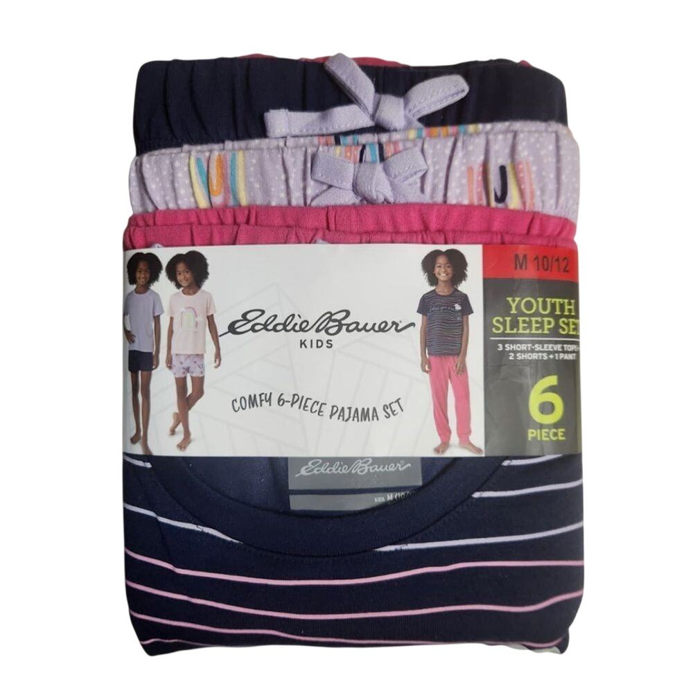 Eddie Bauer Comfy 6-piece Pajama Set Girls Size M 10-12